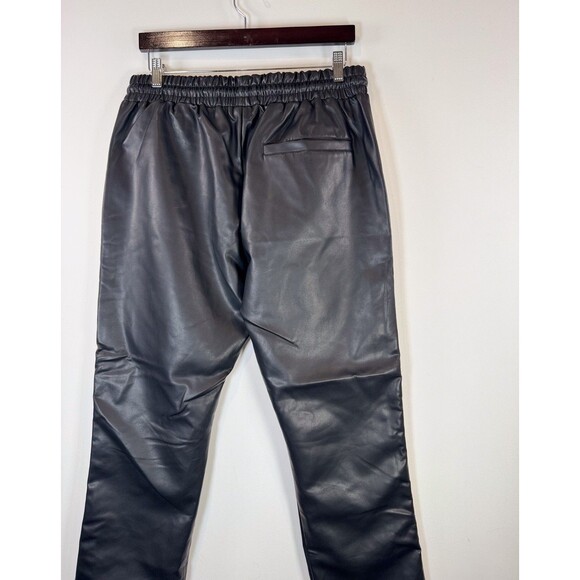 Vale State Mens Track Pants Black Leather Straight Streetwear Large - Picture 9 of 12